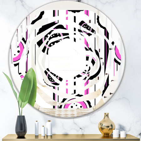 Circular Retro Pattern I - Modern Round or Oval Wall Mirror - Whirl