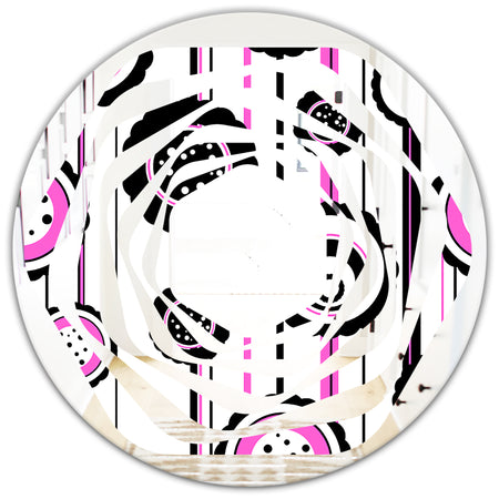 Circular Retro Pattern I - Modern Round or Oval Wall Mirror - Whirl