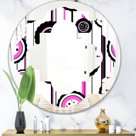 Circular Retro Pattern I - Modern Round or Oval Wall Mirror - Quatrefoil