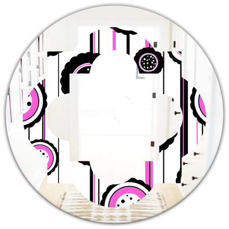 Circular Retro Pattern I - Modern Round or Oval Wall Mirror - Quatrefoil