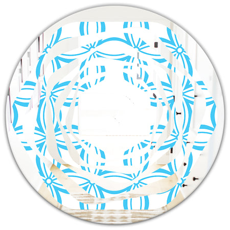 Retro Pattern Abstract Design II - Modern Round or Oval Wall Mirror - Whirl