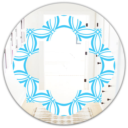 Retro Pattern Abstract Design II - Modern Round or Oval Wall Mirror - Quatrefoil