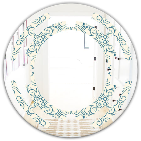 Floral Retro Pattern IV - Modern Round or Oval Wall Mirror - Space