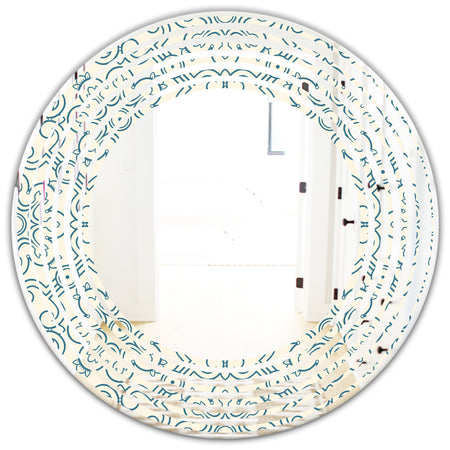 Floral Retro Pattern IV - Modern Round or Oval Wall Mirror - Wave