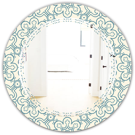 Floral Retro Pattern IV - Modern Round or Oval Wall Mirror - Triple C