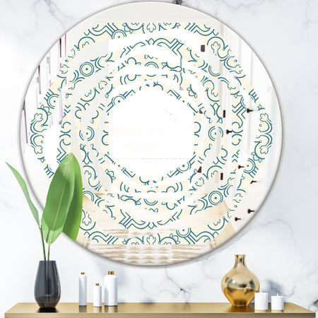 Floral Retro Pattern IV - Modern Round or Oval Wall Mirror - Whirl