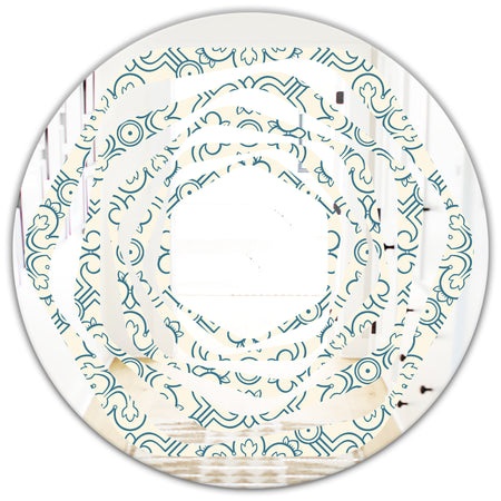 Floral Retro Pattern IV - Modern Round or Oval Wall Mirror - Whirl