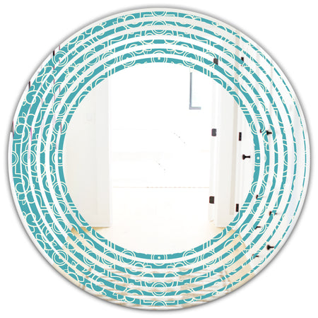 Retro Abstract Pattern Design III - Modern Round or Oval Wall Mirror - Wave