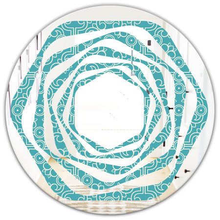 Retro Abstract Pattern Design III - Modern Round or Oval Wall Mirror - Whirl