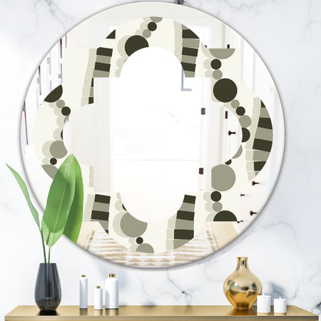 Monochrome Geometric Pattern VI - Modern Round or Oval Wall Mirror - Quatrefoil
