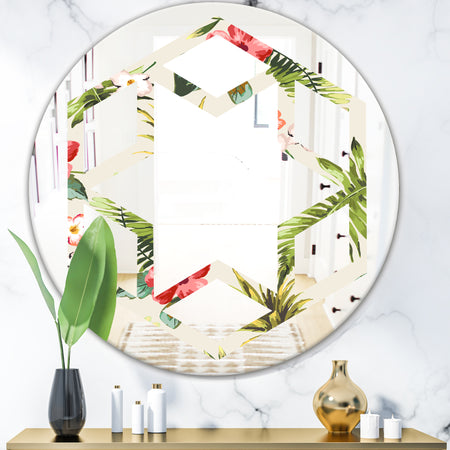 Pineapple Summer Bliss IV - Cottage Round or Oval Wall Mirror - Hexagon Star