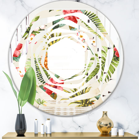 Pineapple Summer Bliss IV - Cottage Round or Oval Wall Mirror - Whirl