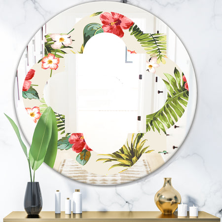 Pineapple Summer Bliss IV - Cottage Round or Oval Wall Mirror - Quatrefoil