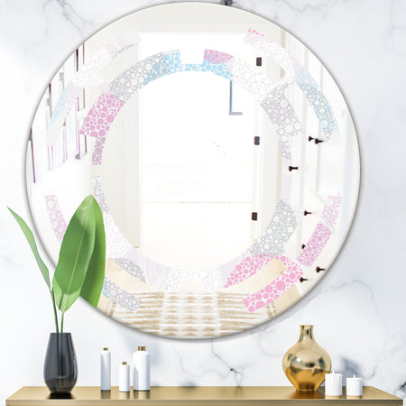 Circular Abstract Retro Geometric III - Modern Round or Oval Wall Mirror - Space