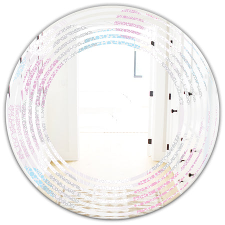Circular Abstract Retro Geometric III - Modern Round or Oval Wall Mirror - Wave