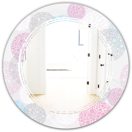 Circular Abstract Retro Geometric III - Modern Round or Oval Wall Mirror - Triple C