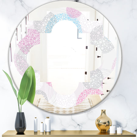 Circular Abstract Retro Geometric III - Modern Round or Oval Wall Mirror - Quatrefoil