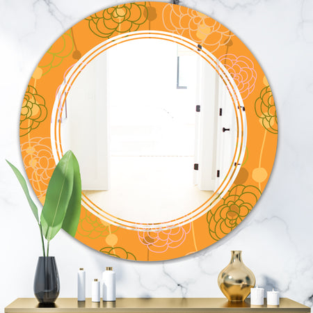 Retro handdrawn flowers III - Modern Round or Oval Wall Mirror - Triple C