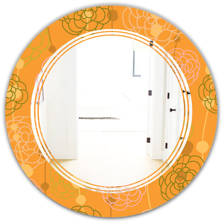 Retro handdrawn flowers III - Modern Round or Oval Wall Mirror - Triple C