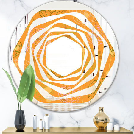 Retro handdrawn flowers III - Modern Round or Oval Wall Mirror - Whirl