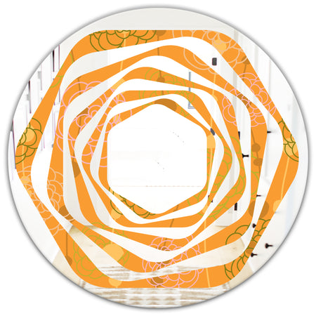 Retro handdrawn flowers III - Modern Round or Oval Wall Mirror - Whirl