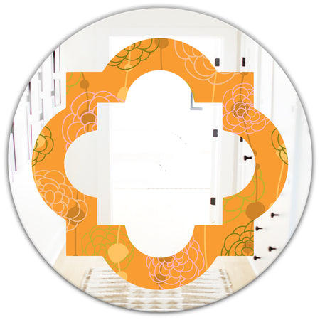 Retro handdrawn flowers III - Modern Round or Oval Wall Mirror - Quatrefoil