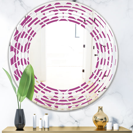 Retro Pattern Abstract Design VIII - Modern Round or Oval Wall Mirror - Wave