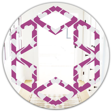 Retro Pattern Abstract Design VIII - Modern Round or Oval Wall Mirror - Hexagon Star