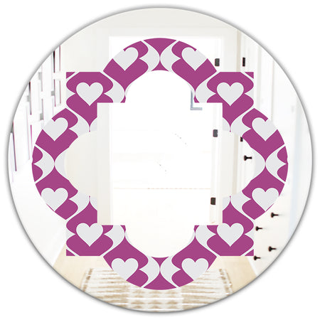 Retro Pattern Abstract Design VIII - Modern Round or Oval Wall Mirror - Quatrefoil