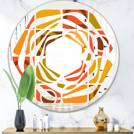 Abstract Retro Geometric Pattern VI - Modern Round or Oval Wall Mirror - Whirl