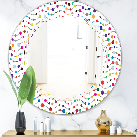 Color Waves of Polka Dots - Modern Round or Oval Wall Mirror - Triple C