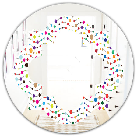 Color Waves of Polka Dots - Modern Round or Oval Wall Mirror - Quatrefoil