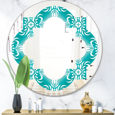 Retro Turquoise Pattern - Modern Round or Oval Wall Mirror - Quatrefoil