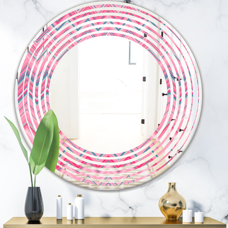 Abstract Retro Geometric III - Modern Round or Oval Wall Mirror - Wave