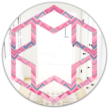 Abstract Retro Geometric III - Modern Round or Oval Wall Mirror - Hexagon Star