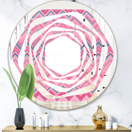 Abstract Retro Geometric III - Modern Round or Oval Wall Mirror - Whirl
