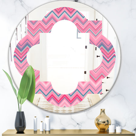 Abstract Retro Geometric III - Modern Round or Oval Wall Mirror - Quatrefoil