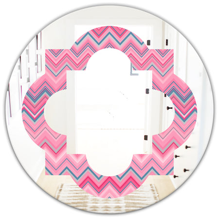 Abstract Retro Geometric III - Modern Round or Oval Wall Mirror - Quatrefoil