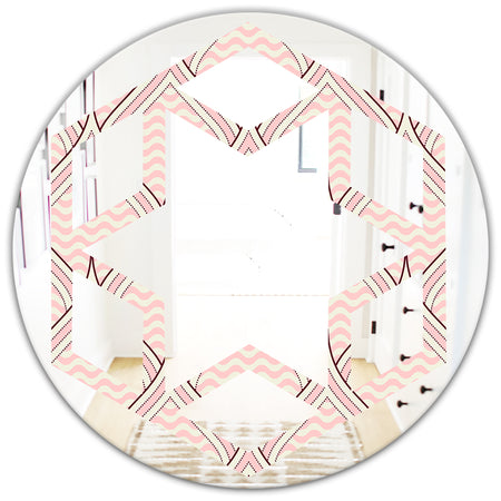 Retro Ornament With Decorative Elements - Modern Round or Oval Wall Mirror - Hexagon Star