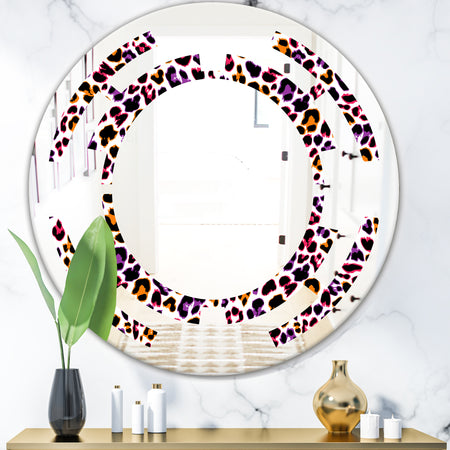 Leopard Fur Safari VII - Modern Round or Oval Wall Mirror - Space