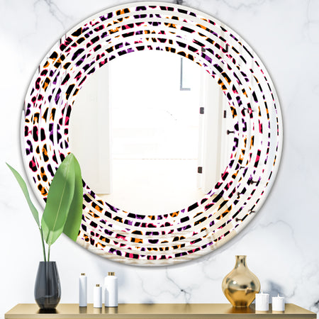 Leopard Fur Safari VII - Modern Round or Oval Wall Mirror - Wave