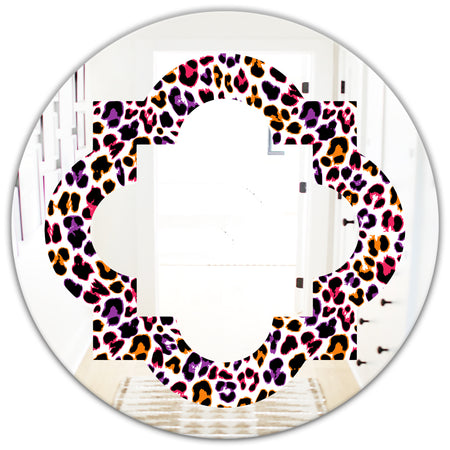 Leopard Fur Safari VII - Modern Round or Oval Wall Mirror - Quatrefoil