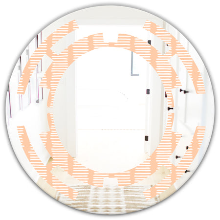 Retro Abstract Lines Pattern - Modern Round or Oval Wall Mirror - Space