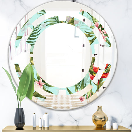 Tropical Foliage II - Modern Round or Oval Wall Mirror - Space