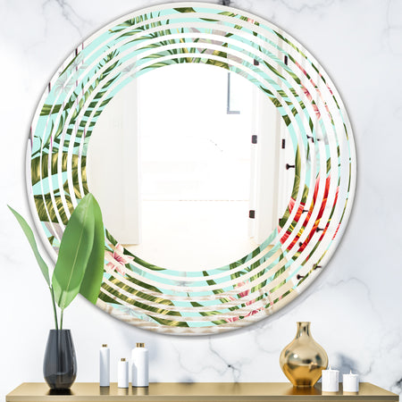 Tropical Foliage II - Modern Round or Oval Wall Mirror - Wave