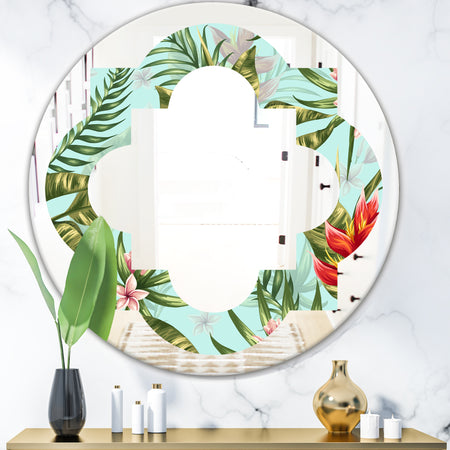 Tropical Foliage II - Modern Round or Oval Wall Mirror - Quatrefoil