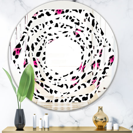 Glam Leopard Pattern - Modern Round or Oval Wall Mirror - Whirl