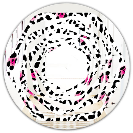 Glam Leopard Pattern - Modern Round or Oval Wall Mirror - Whirl