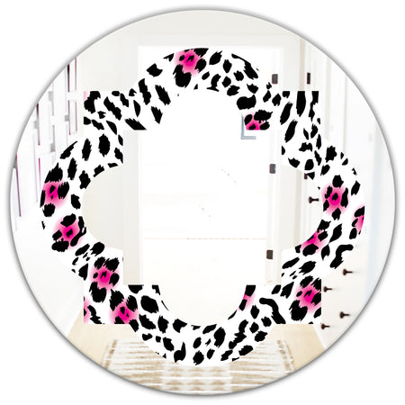 Glam Leopard Pattern - Modern Round or Oval Wall Mirror - Quatrefoil