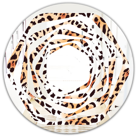 Leopard Fur Safari II - Modern Round or Oval Wall Mirror - Whirl